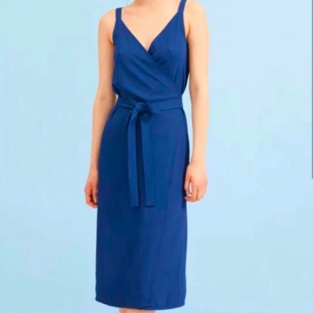 Everlane Japanese GoWeave wrap dress - blue - size 4
